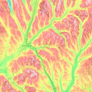 Cortland County topographic map, elevation, terrain