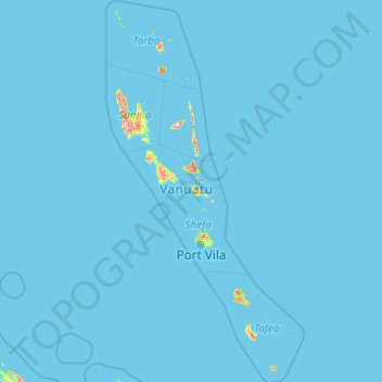 Vanuatu topographic map, elevation, terrain