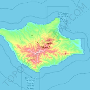 Santa Rosa Island topographic map, elevation, terrain