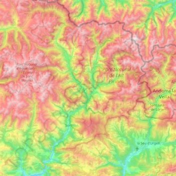 Pallars Sobirá topographic map, elevation, terrain