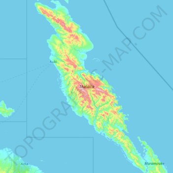 Malaita topographic map, elevation, terrain