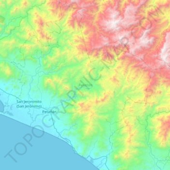 Petatlán topographic map, elevation, terrain