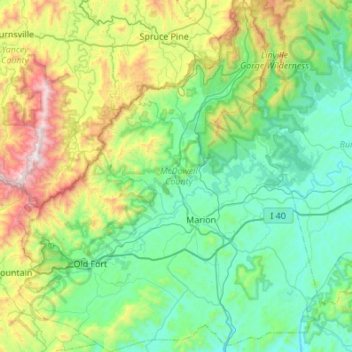 McDowell County topographic map, elevation, terrain