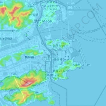 Macau topographic map, elevation, terrain