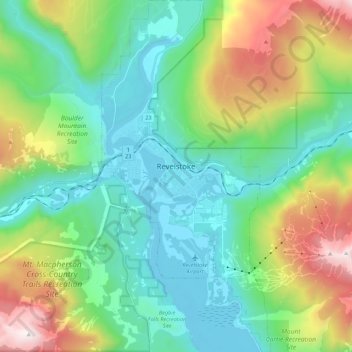 Revelstoke topographic map, elevation, terrain