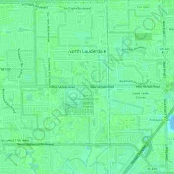 North Lauderdale topographic map, elevation, terrain