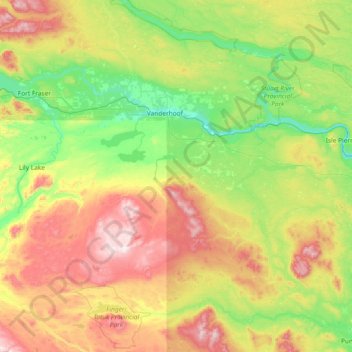 Area F (Chilako Valley/Dog Creek) topographic map, elevation, terrain