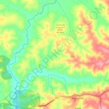 Chemundu ward topographic map, elevation, terrain