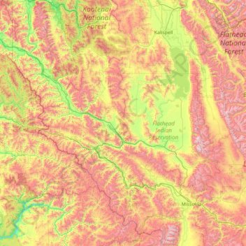 Clark Fork topographic map, elevation, terrain