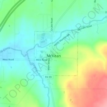 McKean topographic map, elevation, terrain