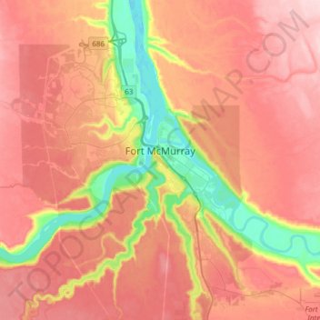 Fort McMurray topographic map, elevation, terrain