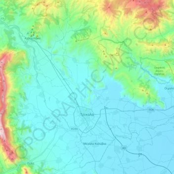 Δήμος Τρικκαίων topographic map, elevation, terrain