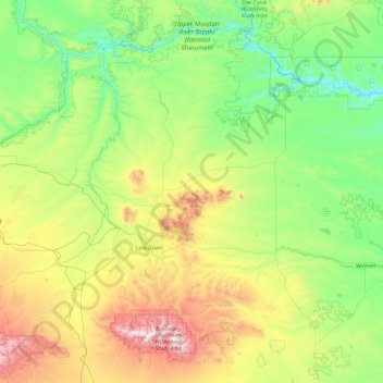 Fergus County topographic map, elevation, terrain