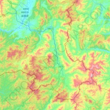 磨憨镇 topographic map, elevation, terrain