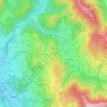 Krispl topographic map, elevation, terrain