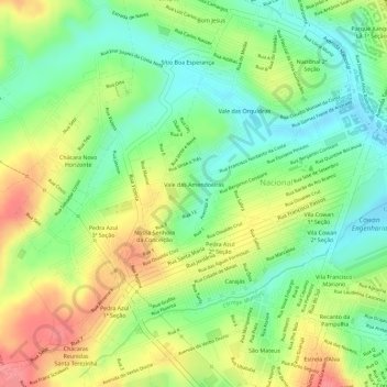 Vale das Amendoeiras topographic map, elevation, terrain