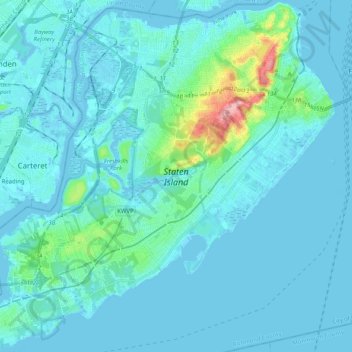 Staten Island topographic map, elevation, terrain
