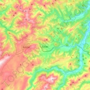 Salas topographic map, elevation, terrain
