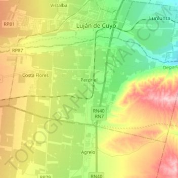 Distrito Perdriel topographic map, elevation, terrain