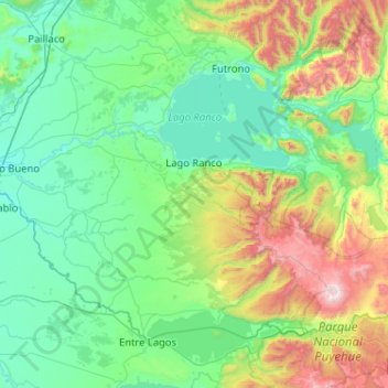 Lago Ranco topographic map, elevation, terrain