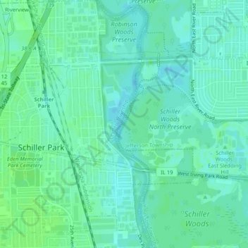 Robinson Woods Preserve topographic map, elevation, terrain