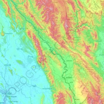 Moei River topographic map, elevation, terrain
