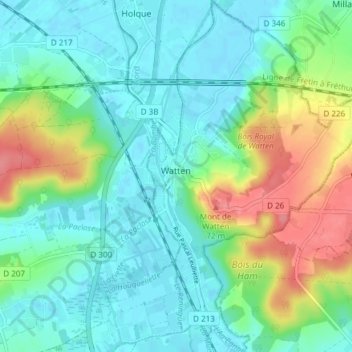 Watten topographic map, elevation, terrain