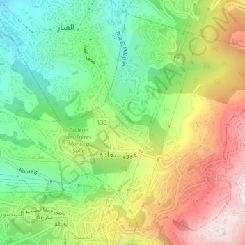 Ain Saadeh topographic map, elevation, terrain