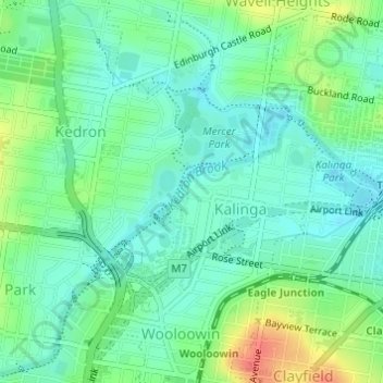 Kedron Brook topographic map, elevation, terrain