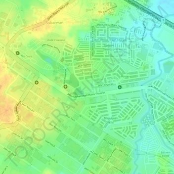 Waterboom Lippo Cikarang topographic map, elevation, terrain