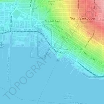 Waterfront Park topographic map, elevation, terrain