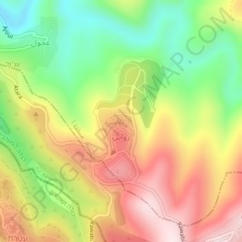 Rawabi topographic map, elevation, terrain
