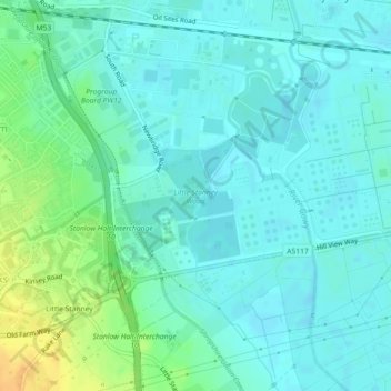 Little Stanney Wood topographic map, elevation, terrain