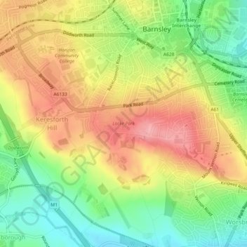 Locke Park topographic map, elevation, terrain