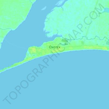 Okhotsk topographic map, elevation, terrain