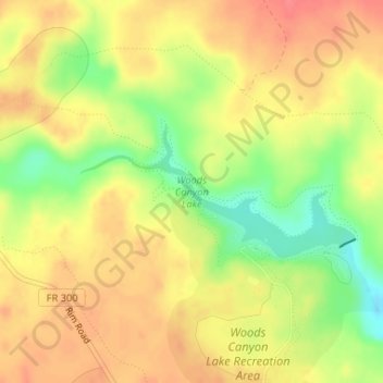 Woods Canyon Lake topographic map, elevation, terrain