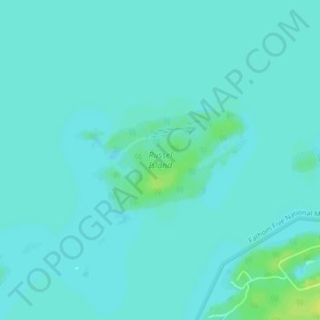 Russel Island topographic map, elevation, terrain