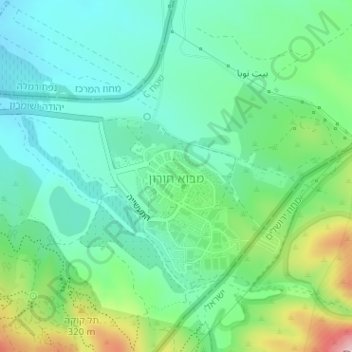 Mevo Horon topographic map, elevation, terrain