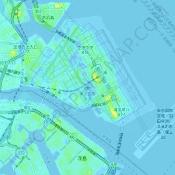 Aeropuerto internacional de Tokio topographic map, elevation, terrain
