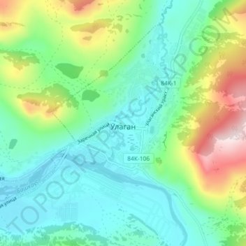 Ulagan topographic map, elevation, terrain
