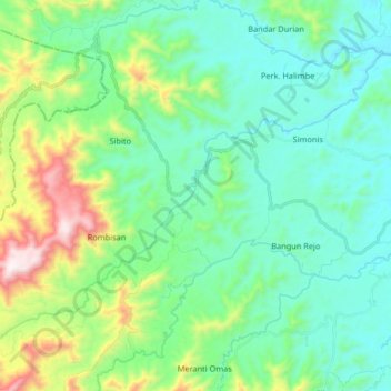 Aek Natas topographic map, elevation, terrain