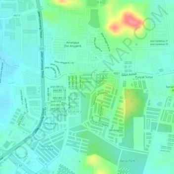 Bandar Mutiara Park topographic map, elevation, terrain