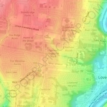 Symmes Township Park topographic map, elevation, terrain