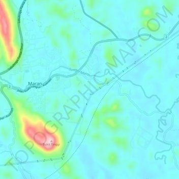 Maran topographic map, elevation, terrain