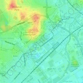 Highfields Park topographic map, elevation, terrain