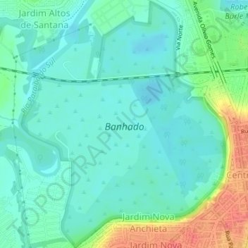 Banhado topographic map, elevation, terrain