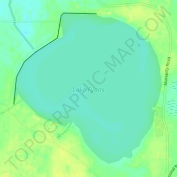 Lake Fyans topographic map, elevation, terrain