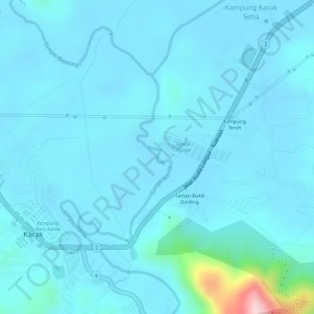 Sungai Karak topographic map, elevation, terrain