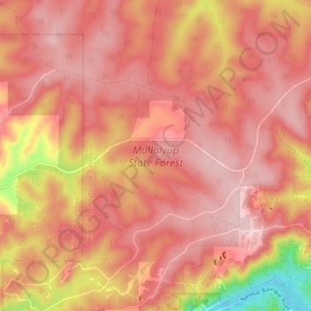 Mullalyup State Forest topographic map, elevation, terrain