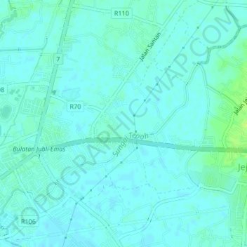 Sungai Tepoh topographic map, elevation, terrain